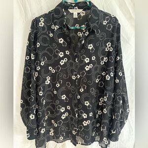 August Max Black and White Patterned Blouse